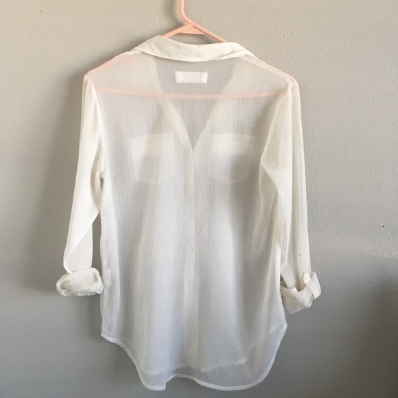 A&F Abercrombie Kids Sheer Button Down Blouse - Picture 2 of 4
